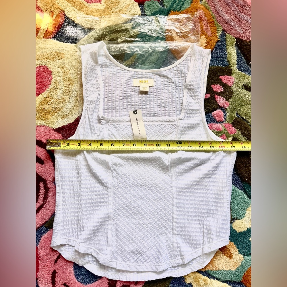ANTHROPOLOGIE Maeve Sleeveless Square-Neck Tank TOP WHITE NWT - Picture 9 of 10